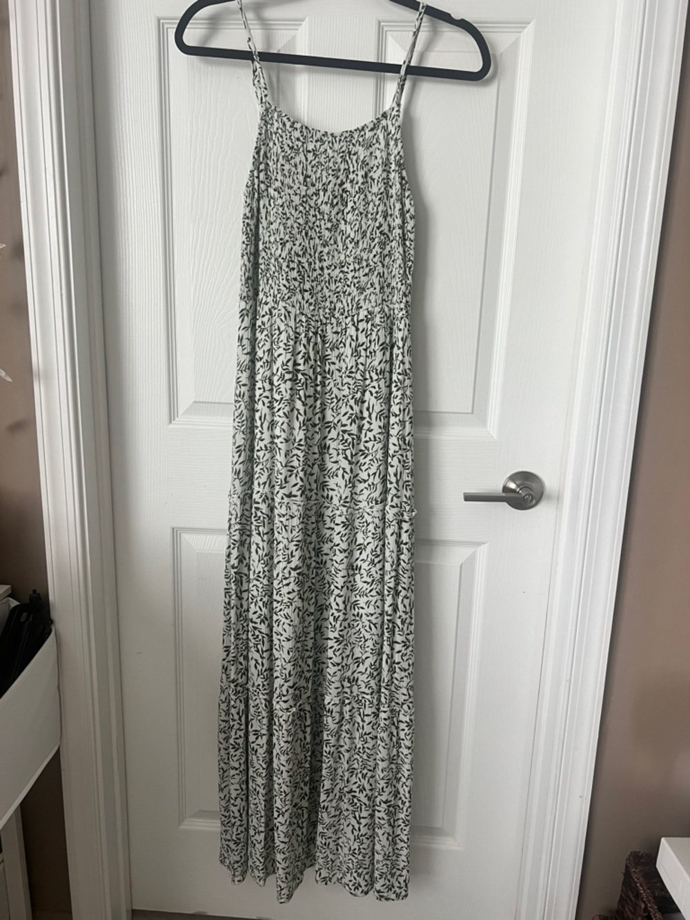 White green floral maxi dress